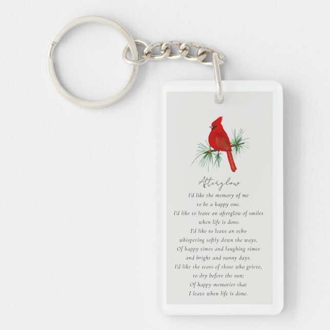 Cardinal Photo Funeral Favour Memorial Card Keychain (Front)