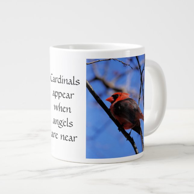 Cardinal Photo & Quote: Angels are near! Large Coffee Mug (Front Right)