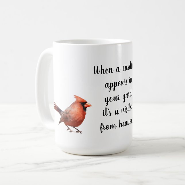 Cardinal photos w/ Quote: Visitor from Heaven! Coffee Mug (Front Left)