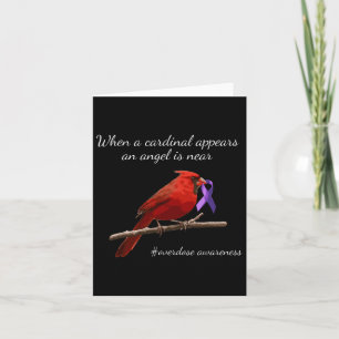 Cardinal Purple Ribbon Overdose Awareness Angel Card