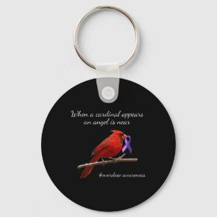 Cardinal Purple Ribbon Overdose Awareness Angel Keychain