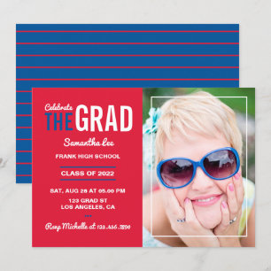 Cardinal Red and Blue Graduation Party Invitation