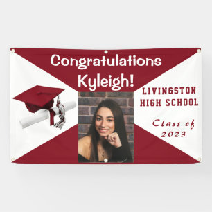 Cardinal Red and White Vinyl Graduation Photo Banner