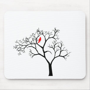 Cardinal Red Bird in Snowy Winter Tree Mouse Pad