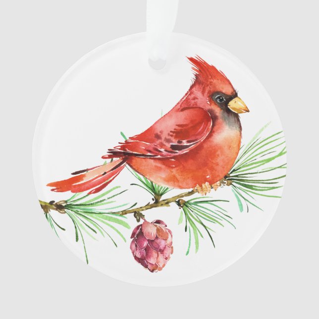 Cardinal - Red Bird Ornament (Front)