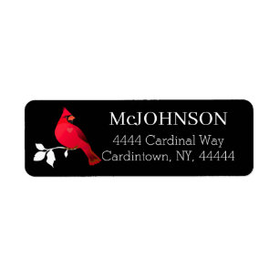 Cardinal Red Bird SnowBranch Black White Modern