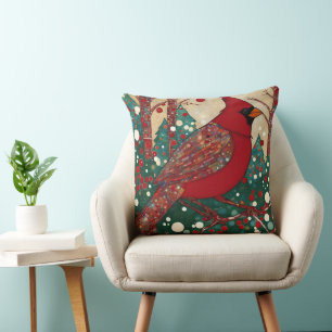 Cardinal Red Bird Throw Pillow