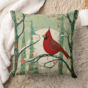 Cardinal Red Bird Throw Pillow