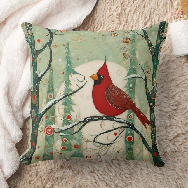 Cardinal Red Bird Throw Pillow (Blanket)