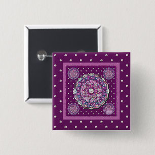 Cardinal Red Rosace 2 Inch Square Button