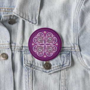 Cardinal Red Rosace 3 Inch Round Button