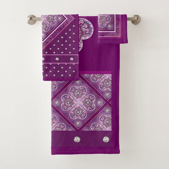 Cardinal red Rosace Bath Towel Set (Insitu)