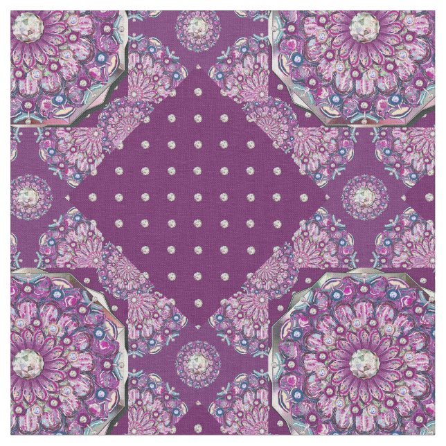 Cardinal red Rosace Fabric (Close Up)