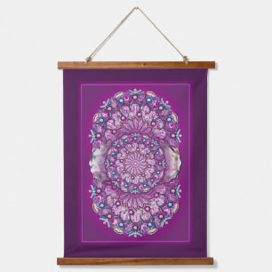 Cardinal red Rosace Hanging Tapestry