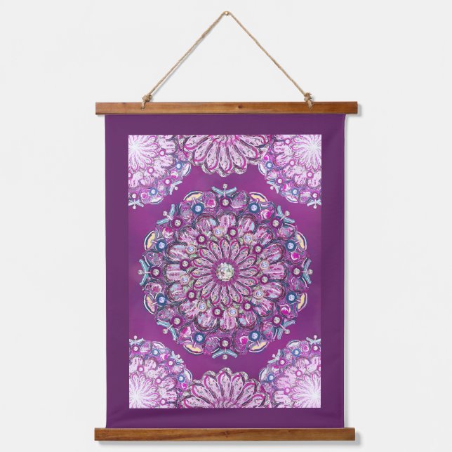 Cardinal red Rosace Hanging Tapestry (Front)