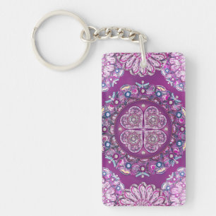 Cardinal red Rosace Keychain