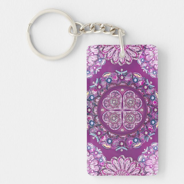 Cardinal red Rosace Keychain (Front)