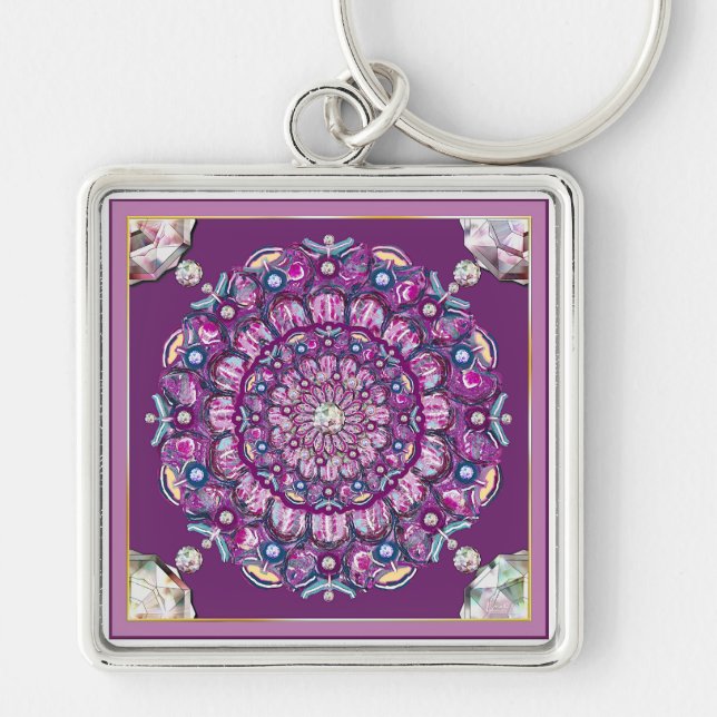 Cardinal Red Rosace Keychain (Front)