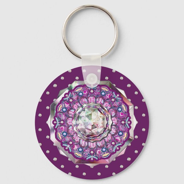 Cardinal Red Rosace Keychain (Front)