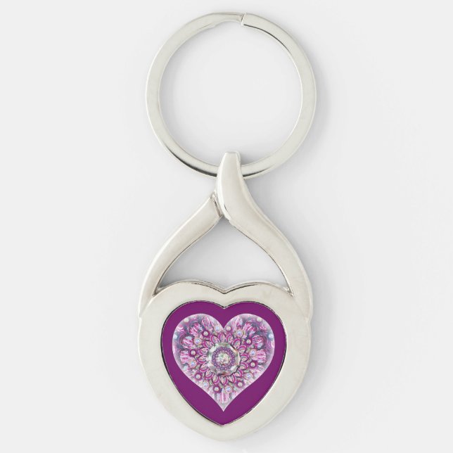 Cardinal red Rosace Keychain (Front)