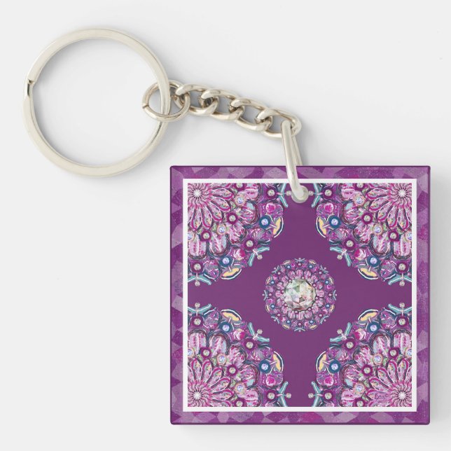 Cardinal Red Rosace Keychain (Front)