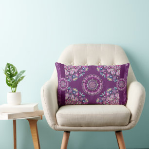 Cardinal red Rosace Lumbar Pillow