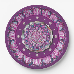 Cardinal Red Rosace Paper Plate