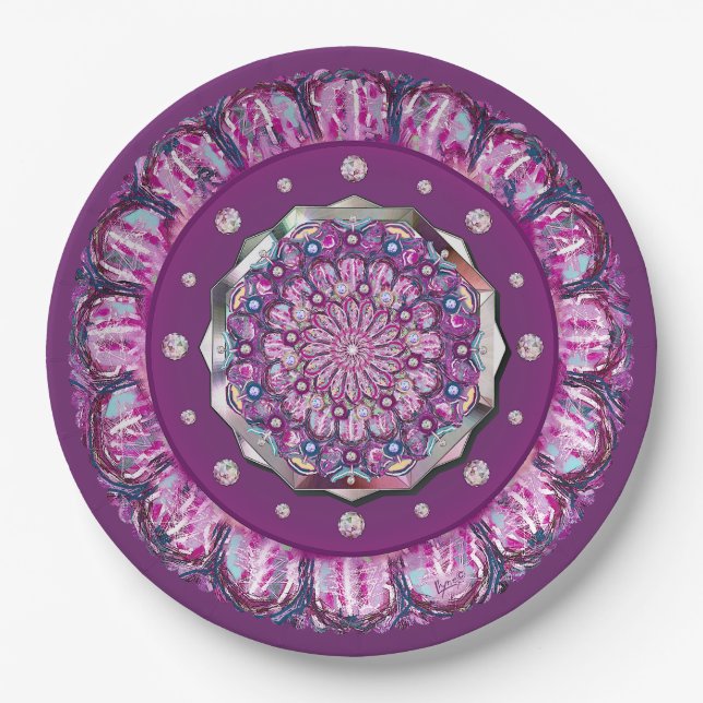 Cardinal Red Rosace Paper Plate (Front)