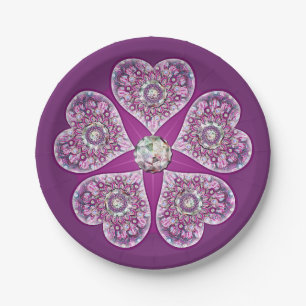 Cardinal Red Rosace Paper Plate