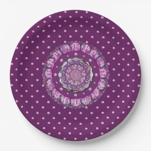 Cardinal Red Rosace Paper Plate