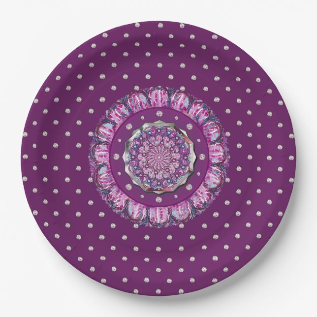 Cardinal Red Rosace Paper Plate (Front)