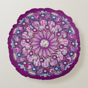 Cardinal red Rosace Round Pillow