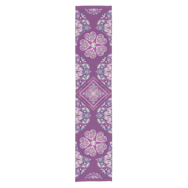 Cardinal red Rosace Short Table Runner (Front)