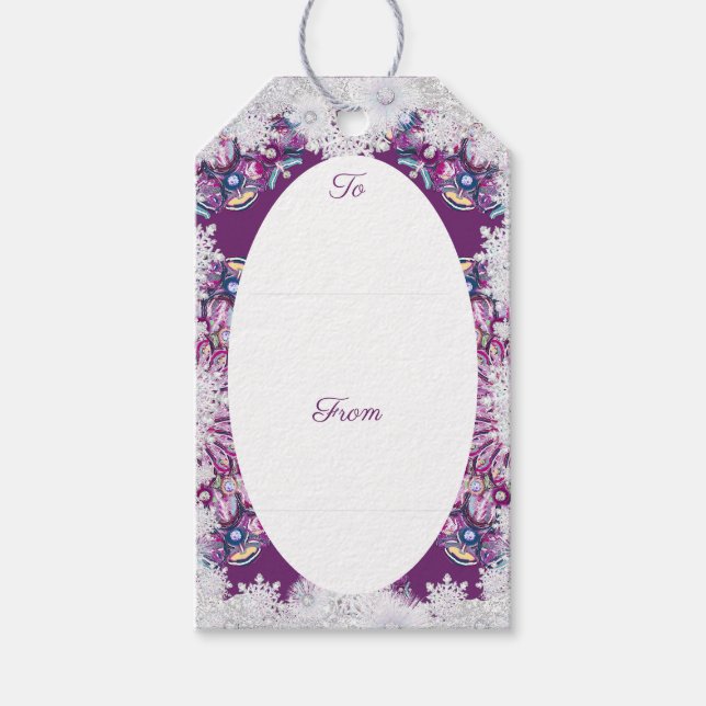 Cardinal red rosace & snowflake gift tags (Front)