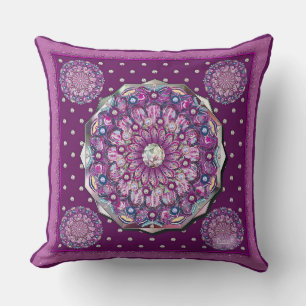 Cardinal red Rosace Throw Pillow