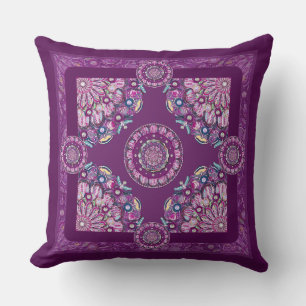 Cardinal red Rosace Throw Pillow