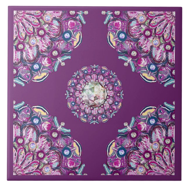 Cardinal red Rosace Tile (Front)