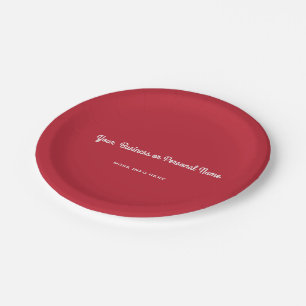cardinal red solid colour -personalized paper plate