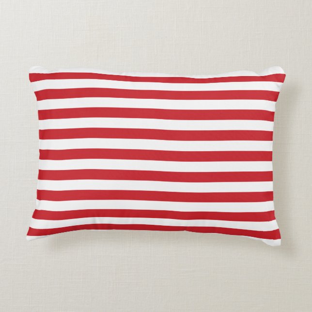 Cardinal Red Stripes Accent Pillow (Back)