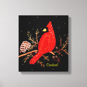Cardinal Redbird Bird Sequins Embroidery Design Canvas Print