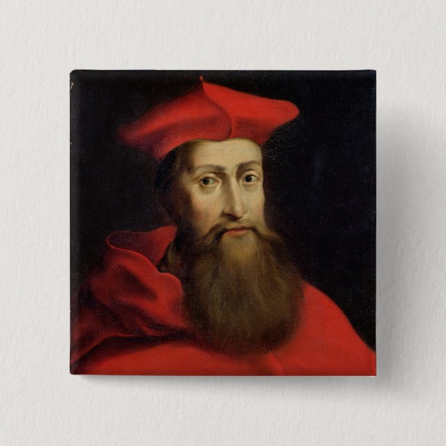 Cardinal Reginald Pole  Archbishop of Canterbury 2 Inch Square Button (Front)