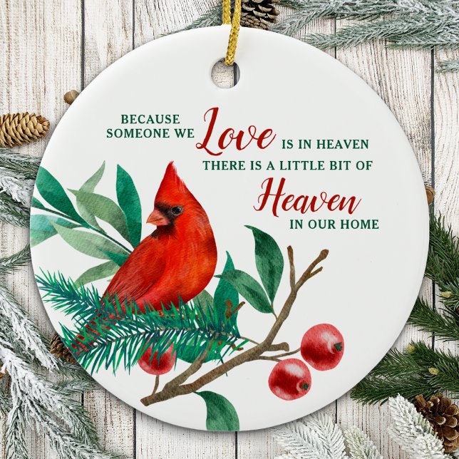 Cardinal Remembrance Heaven Poem Photo Memorial Ceramic Ornament (Creator Uploaded)