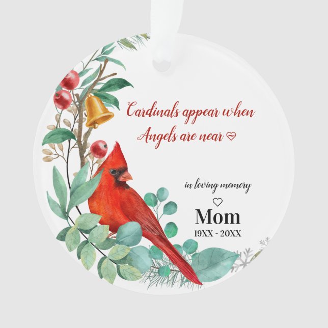 Cardinal Remembrance Keepsake Personalized Photo Ornament (Front)