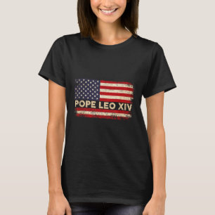 Cardinal Robert Prevost Pope Leo Xiv 2025 Us Flag T-Shirt