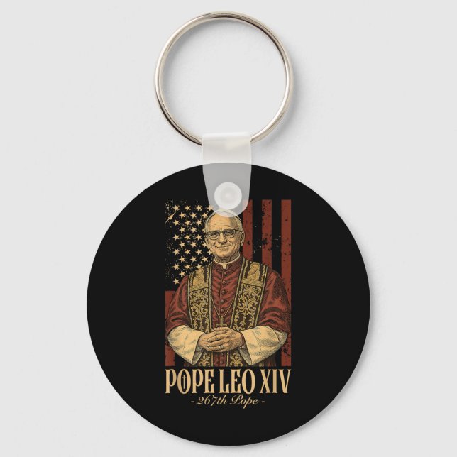 Cardinal Robert Prevost Pope Leo Xiv  Keychain (Front)