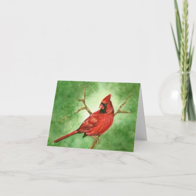 Cardinal Rouge Carte de vacances avec amour, paix, (Devant)