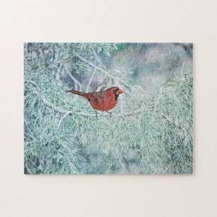 Cardinal Rouge dans le Puzzle d'Art des arbres de 