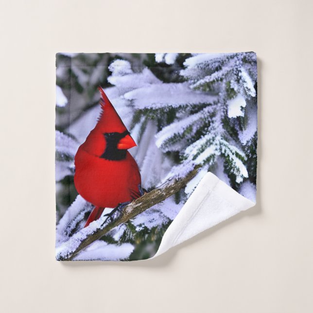 Cardinal rouge d'hiver (Gant de toilette)