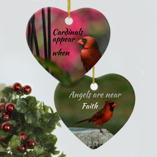 Cardinal Rouge en céramique ornement de coeur