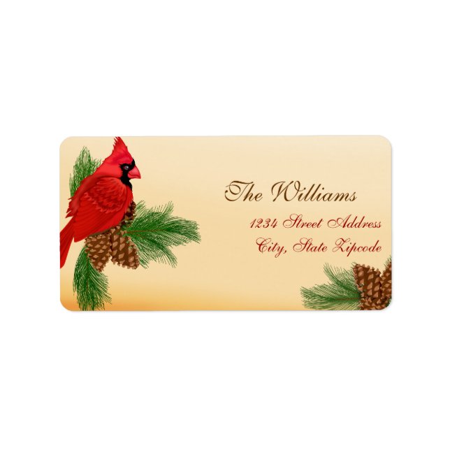 Cardinal rouge et Étiquette de adresse de Noël des (Devant)